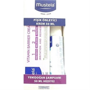 Mustela Vitamin Barrier Pişik Kremi 50 ml + Yenidoğan Şampuan 50 ml